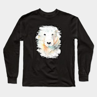 Polar Bear Wild Animal Nature Watercolor Art Painting Long Sleeve T-Shirt